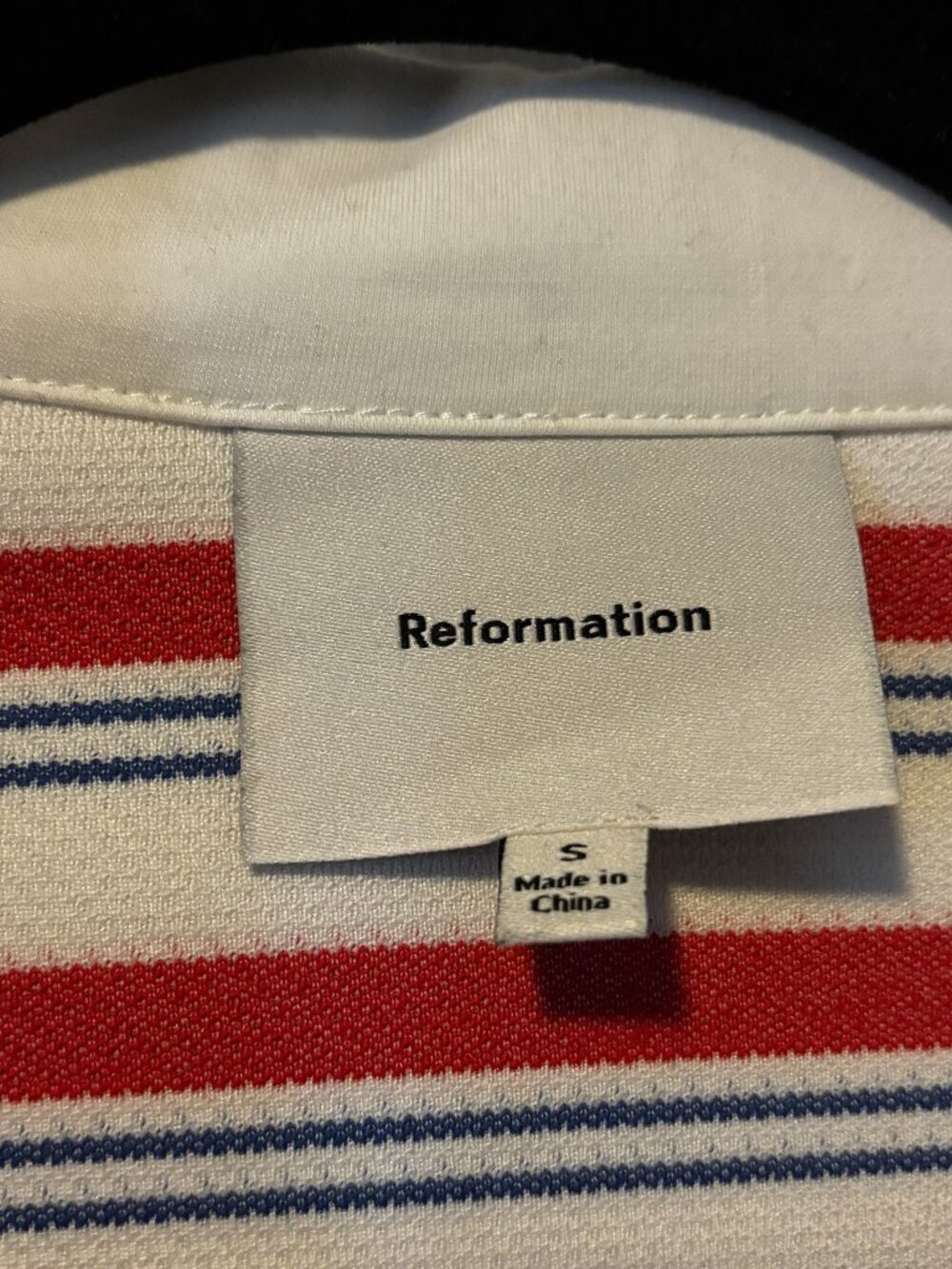 Reformation Anna Rugby Shirt in Red and Blue Stripe, Size Small - Picture 3 of 5